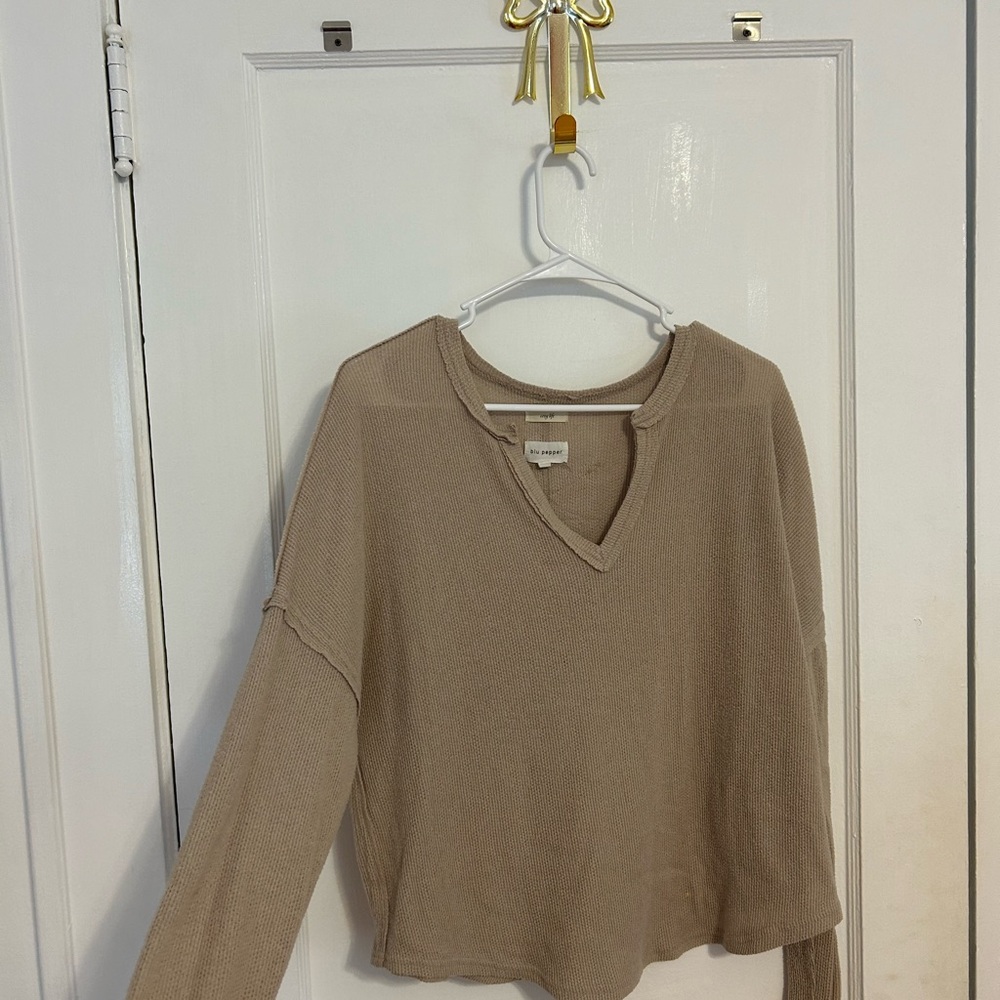 Blu Pepper Beige V-Neck Sweater